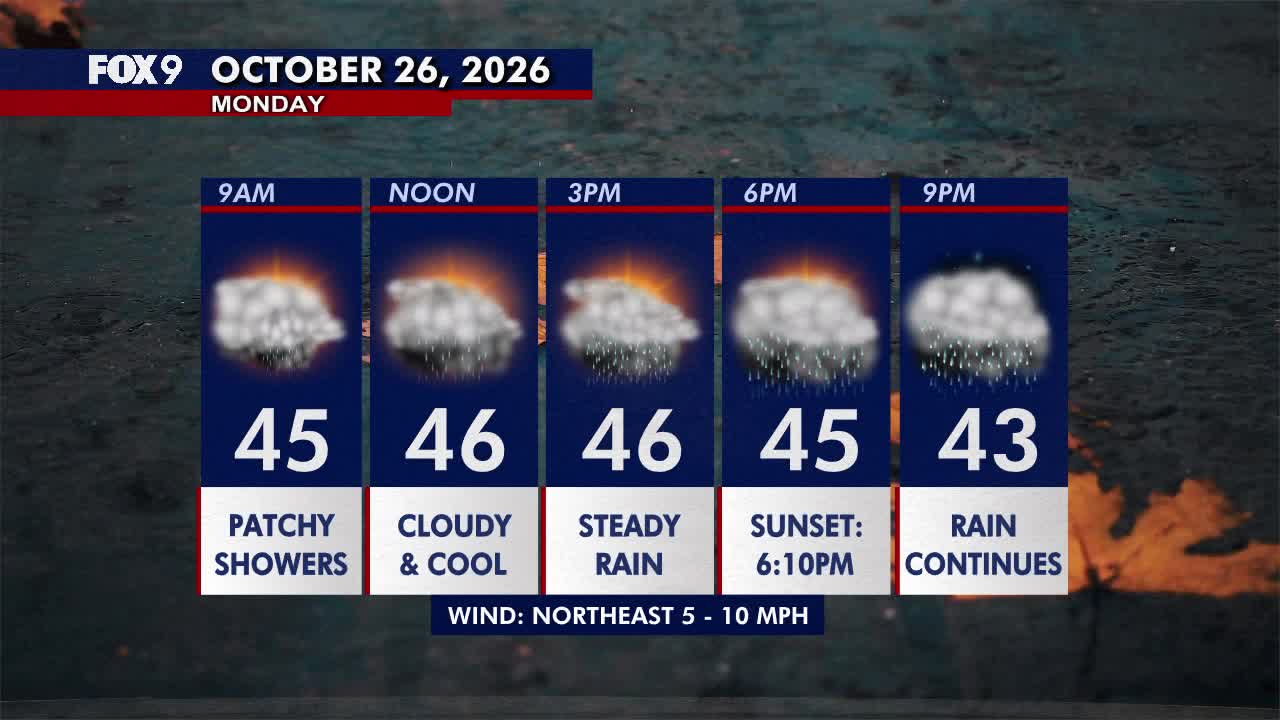 Minnesota weather: Wet, cloudy and cool Monday — FOX 9, Roseville Community news